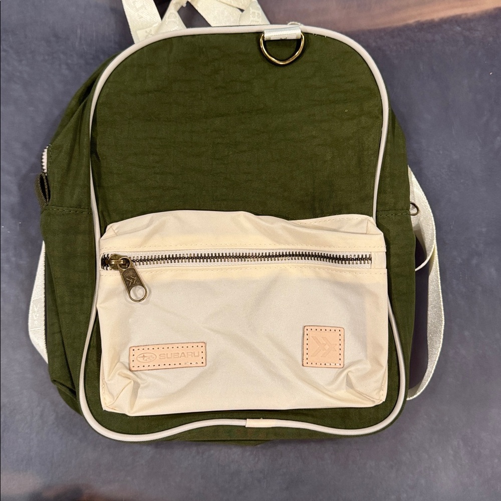 Green and Cream Subaru Backpack